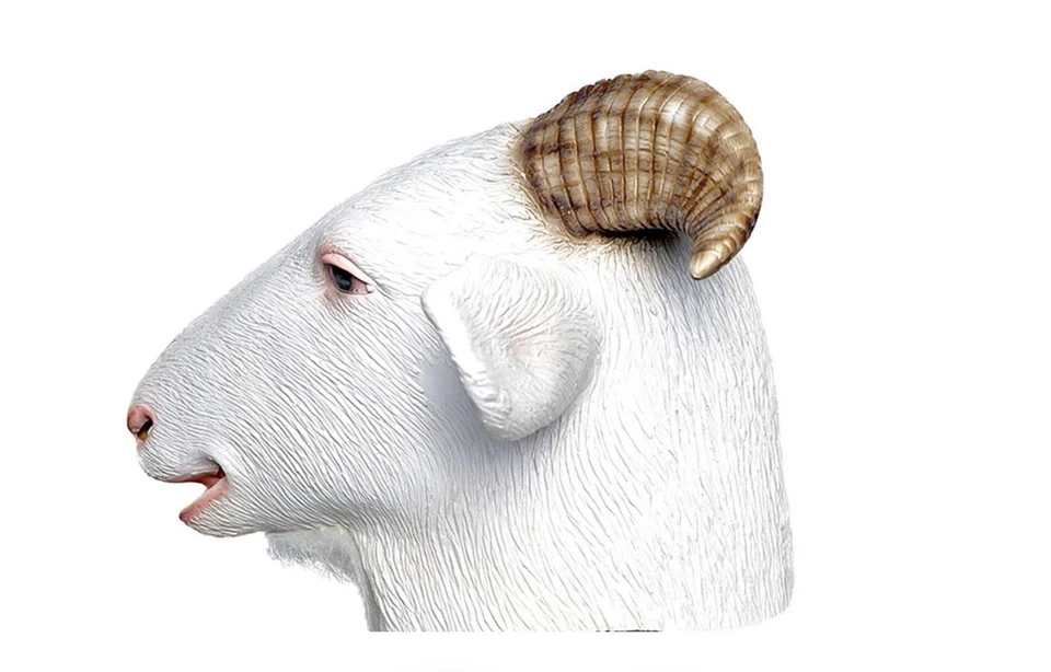 Realistic Goat Mask Full Head Latex Animal Costume for Halloween Pranks - Image 2 of 4