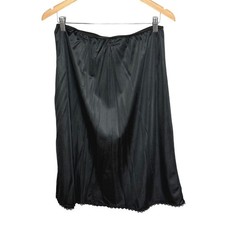 Vintage Black Lace Half Slip Plus 2X Nylon 90s Fairycore Skirt