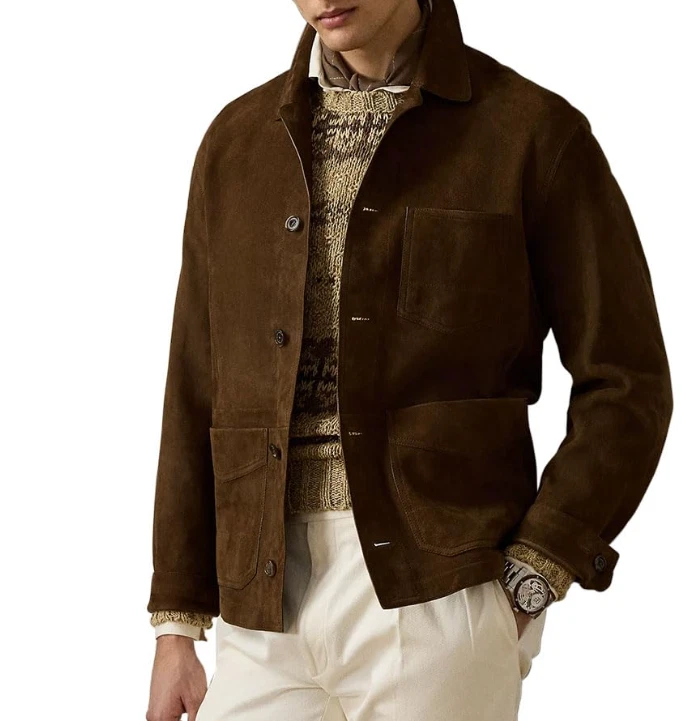 Men Brown Pure Suede Leather Jacket Slim Fit Trucker Jacket Custom Size S M L XL
Opens in a new wind