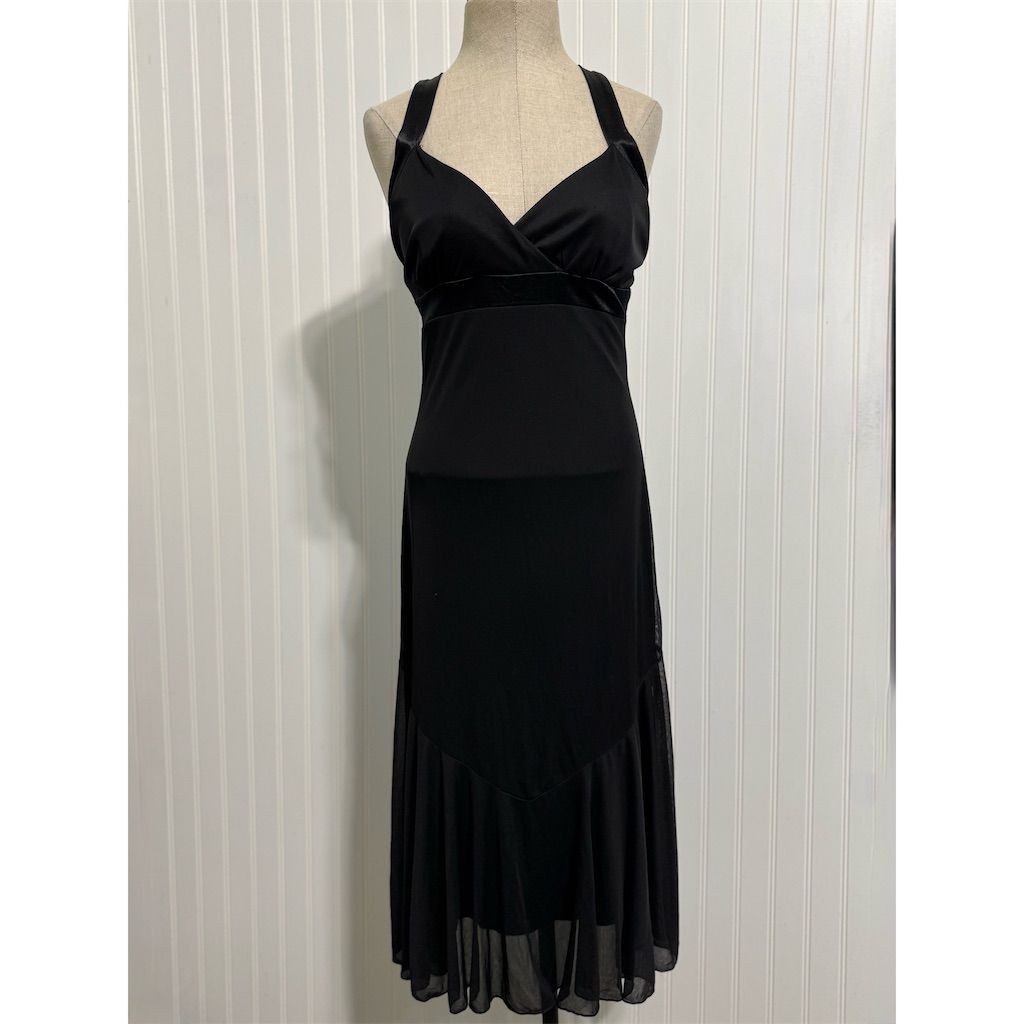 Y2K Charlotte Russe L Black Maxi Dress Criss Cross Back Halter Goth Prom  USA VTG | eBay