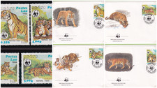 Laos 1984 WWF World Wide Fund for Nature Tiger lot of mint stamps + 4 FDC SA86