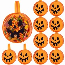 12 Pcs Halloween Pumpkin Treat Bags for Candy, Clear Trick or Treat Bags