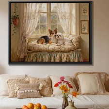 Oil Painting Corgi Canvas Print Dog Artwork Living Room Decor Cute Dog Art