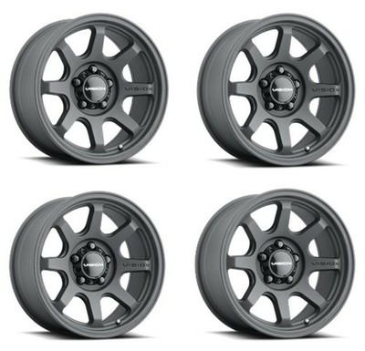 Set 4 17'' Vision 351 Flow   Satin Black 17x8.5 Wheels 5x5 (5x127) 10mm Rims