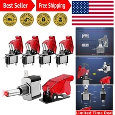 Complete Set of 5 Heavy Duty 12V Rocker Toggle Switches with LED and Covers