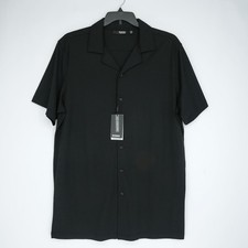 Murano Liquid Luxury Short-Sleeve Shirt XLT TALL Black Solid 100 Cotton NWT
