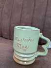 FRANKOMA Art Pottery Prairie Green COFFEE CUP MUSTACHE MUG Vintage Shaving Retro