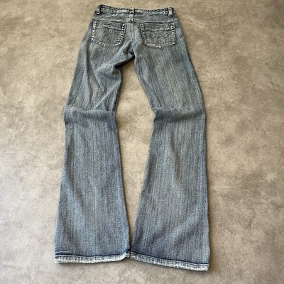 Vintage Y2K Bootcut Jeans XXS Blau Bestickt Damen Lowwaist Flared Miss Me Style