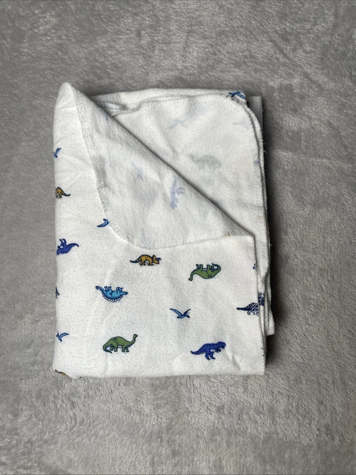 Manta bebé dinosaurio Carter's franela recepción dinosaurio blanco azul naranja verde Foto 2 de 4