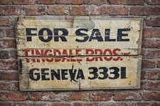 TRADE SIGN wood Real Estate for SALE Tingdale Bros Geneva 3331 ADVERTISING ML