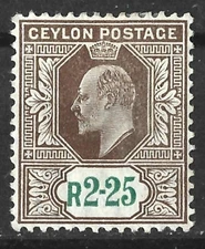 CEYLON KEV11 1904 2r 25c MULTI CROWN CA MINT