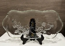 Vintage 1950s Jeannette CAMELLIA Glass Relish Appetizer Serving Tray 12” Long