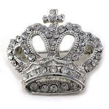 Bridal Princess Cross Crown Tiara Brooch Pin White Clear For Pendant Necklace