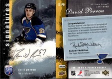 2007-08 Be A Player Signatures #SPD David Perron Auto - NM-MT