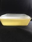 VINTAGE YELLOW 0503 PYREX  1 1/2 QT REFRIGERATOR CASSEROLE DISH B-18 RIBBED LID