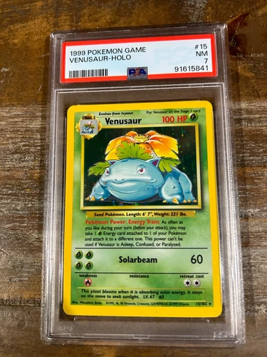 POKEMON 1999 Pokemon Game Base Set VENUSAUR Holo #15 PSA 7 RARE