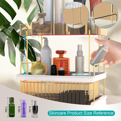 Luxury 3-Tier Bathroom Makeup Organizer w/ Drawer Countertop Skincare Organizer - Picture 8 of 22