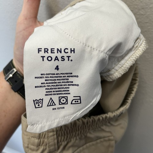 French Toast | Girls Pull On Khaki Uniform Shorts Size 4 Faux Button - Picture 7 of 7