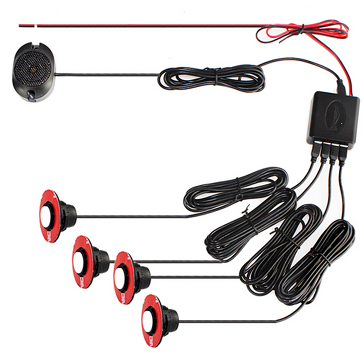 Car Reverse Backup Radar Sound Buzzer Alarm White Parking Aid W/4 Parking Sensor