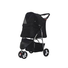Dog Stroller Pet Travel Carriage 3 Wheeler w/Foldable Carrier Cart W/Cup Holder