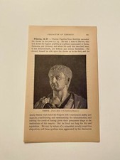K161) Tiberius Portrait Statue Bust Ancient Roman Empire 1894 Engraving