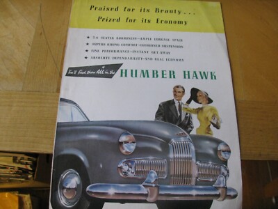 1953  1954  53  54  HUMBER HAWK  SALES BROCHURE  OEM BROCHURE SPECS LOWEST PRICE
