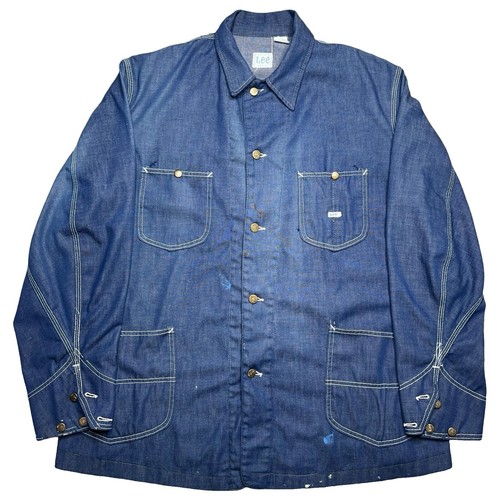 Vintage 80s 90s Carhartt Denim Blue Chore Jacket Coat 8C Unlined