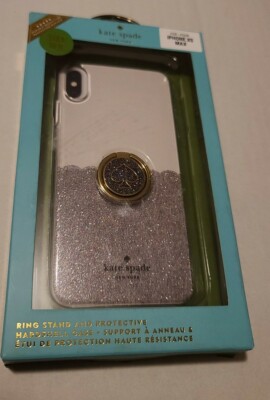 kate spade Clear Slim Silver Case+kickstand Ring for iPhone XS