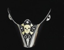 New Western Cowboy Boot Tip Rand Silver With Skull Crossbones Black Background