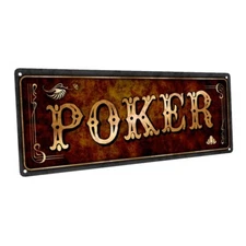 Poker Metal Sign; Wall Decor for Mancave, Den, or Gameroom