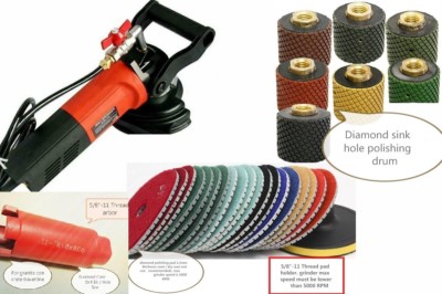 Wet Polisher 3'' wet Polishing Drum core bit 16 Pad stone concrete marble sink 