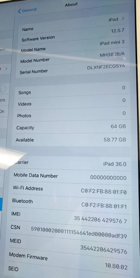 APPLE IPAD MINI 3RD GEN 64GB WIFI & CELLULAR WHITE A1600 BOXED - Image 2 of 4