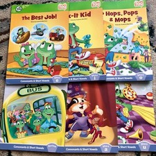 Lot of 6 Leapfrog TAG Reading System Books Vowels a,e,i,o,u  review age 5-6 yea
