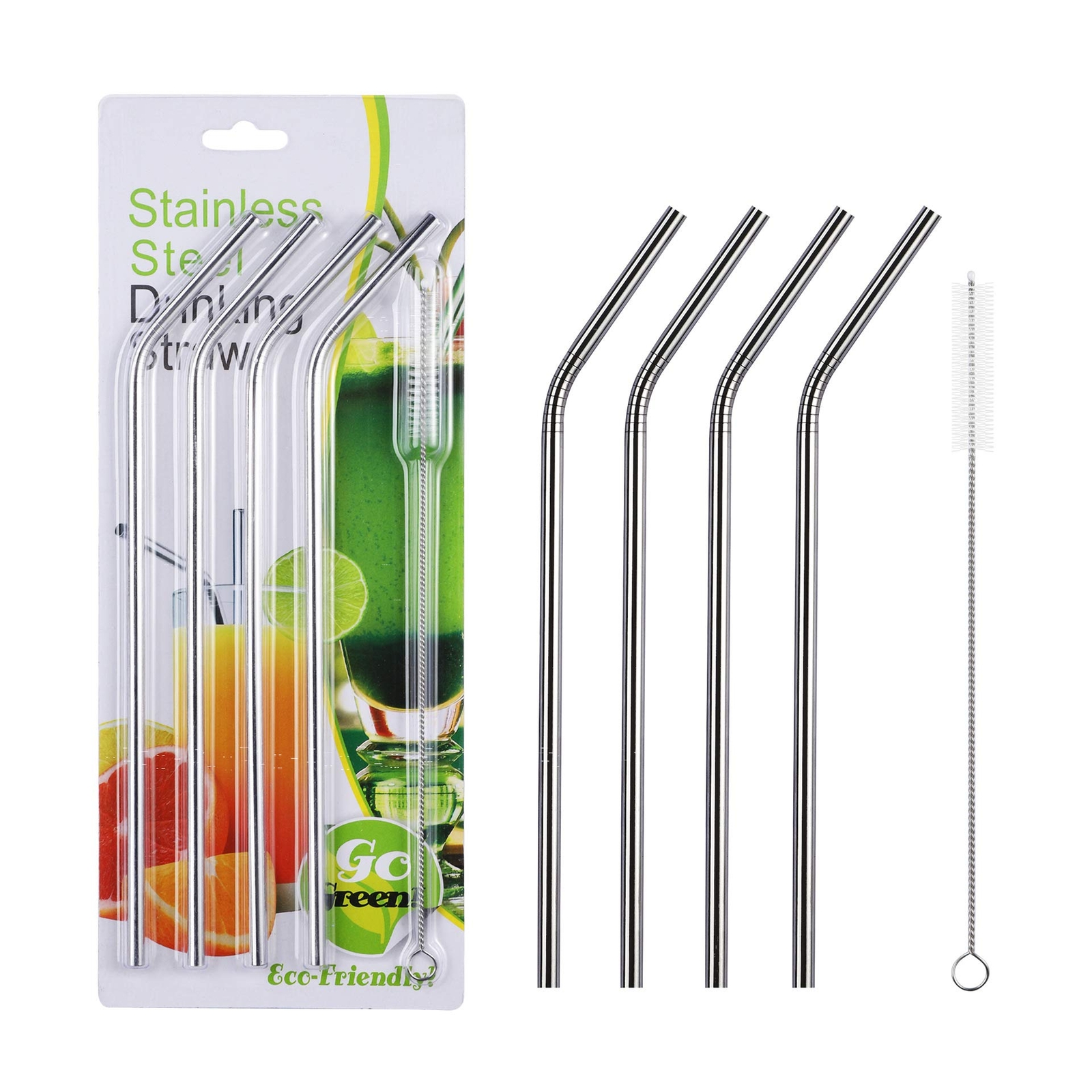 4 Pcs Reusable Metal Drinking Straws 8.5 Inch Stainless Steel Straw 6mm Diame...