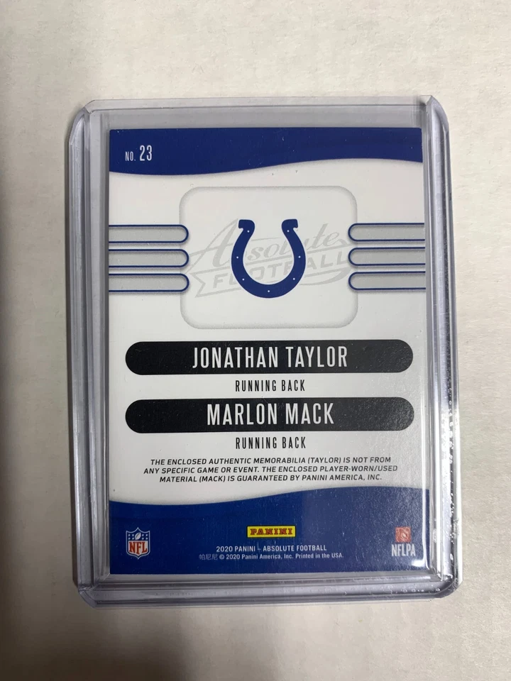 Jonathan Taylor Marlon Mack 2020 Panini Absolute Tandem /49 Indianapolis #23 - Image 2 of 2