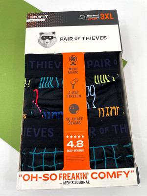 Pair of Thieves Men's Super Fit Boxer Brief Underwear Black 3XL 2 Pk XXXL New
