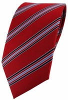 Tigertie Seidenkrawatte Rot Blutrot Blau Gestreift - Krawatte 100% Seide Silk