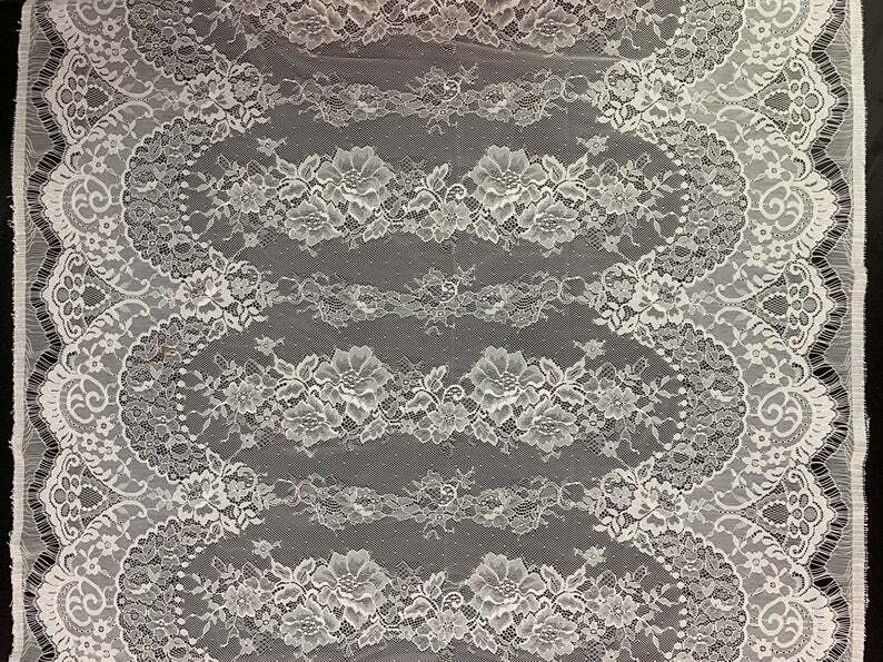 32" Wide White Floral Eyelash Chantilly Leaver Lace Fabric eBay