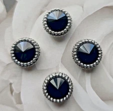 Strong Jet Black Silver Rivoli Crystal Magnetic Pins.  Horse show magnet pins.