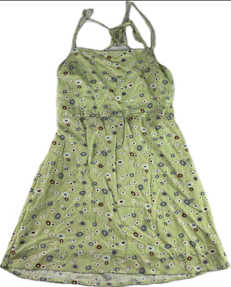 sachin and babi light blue dress Kendal + Kylie Dainty Tie Backless Mini Dress Size: M Green Floral Print