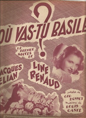 (French text) Sheet Music 'Ou Vas-Tu Basile' by Geo Bonnet and Louis Gaste