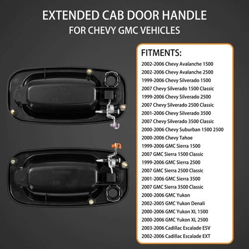 Par de manijas de puerta exterior delanteras exteriores para Chevy Silverado GMC Sierra 1999-2007 - Imagen 3 de 8
