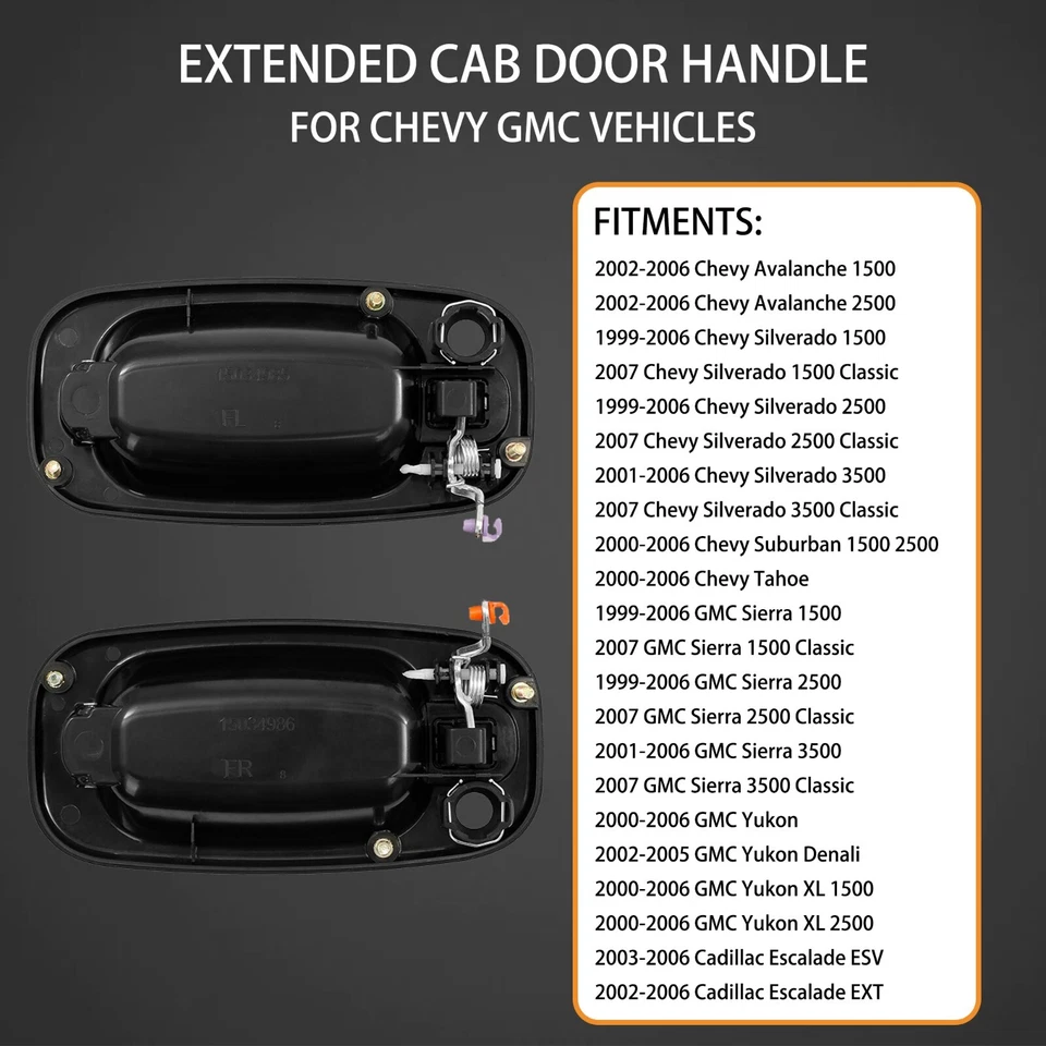 Exterior Door Handle Front Left & Right for 1999-2007 Chevy Silverado GMC Sierra Foto 3 de 4