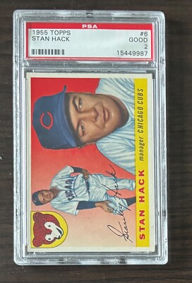 1955 TOPPS BASEBALL #6 STAN HACK PSA 2 GOOD
