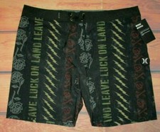MENS HURLEY PHANTOM FLORAL THUNDER BLACK SWIM BOARD SHORTS SIZE 34