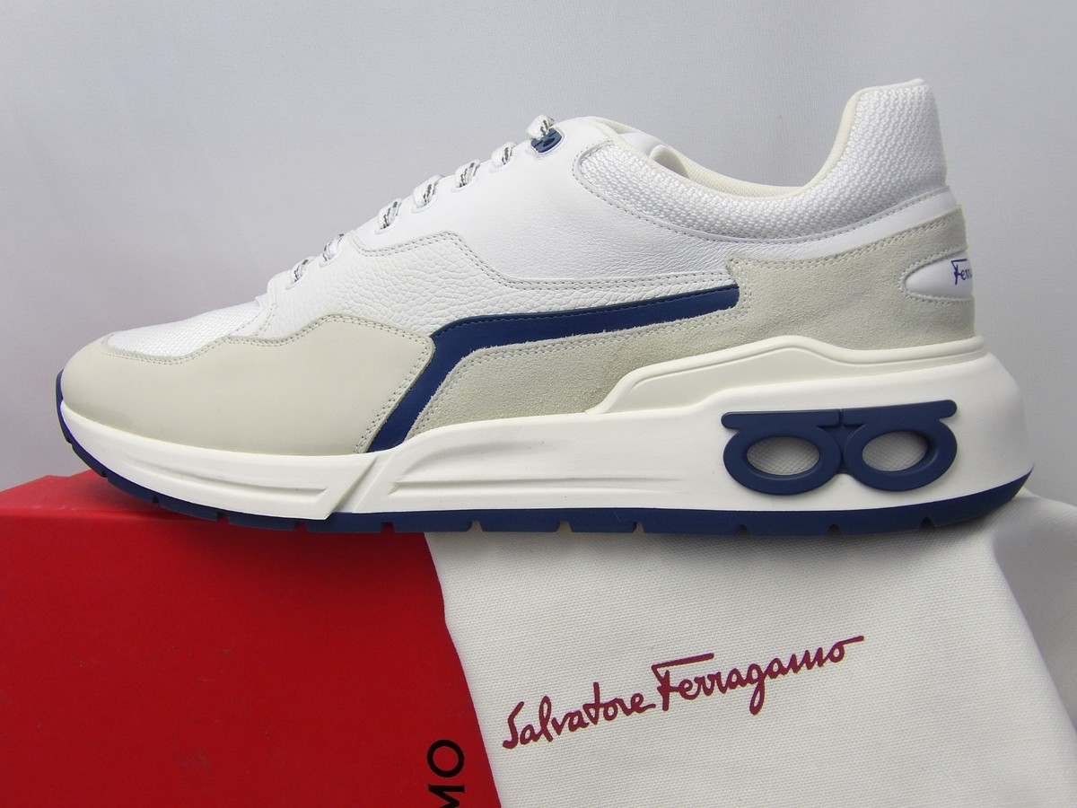 NIB FERRAGAMO COSMA LOW WHITE EATHER GANCINI MESH LACE SNEAKERS 11