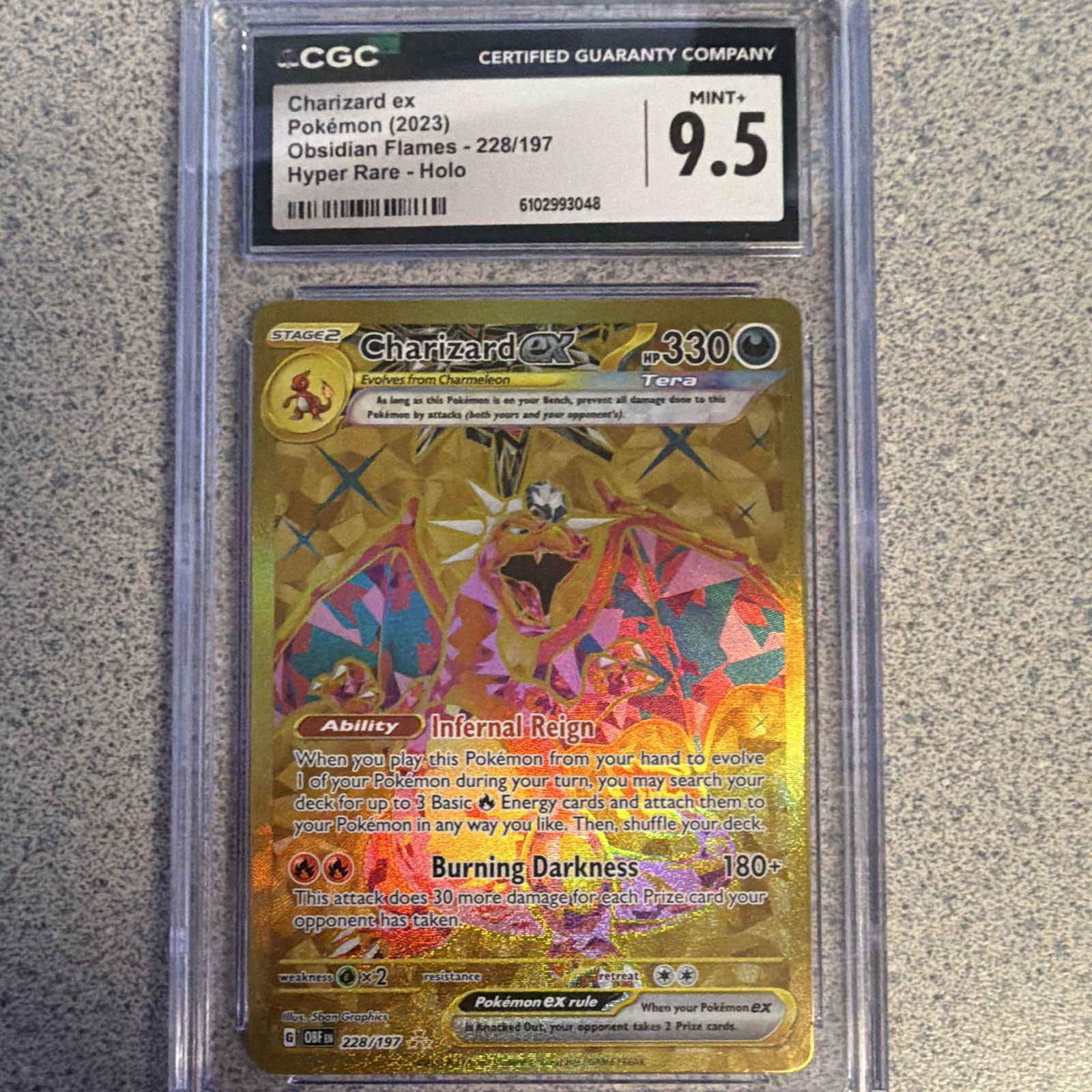 Pokemon Charizard ex 228/197 SV03 Obsidian Flames Hyper Rare Holo CGC 9.5