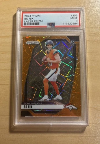 2024 Panini Prizm Bo Nix Orange Lazer #309 PSA 9