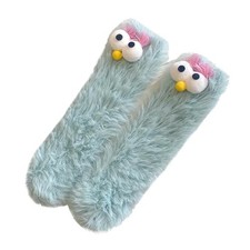 Crazy Funny Fuzzy Silly Socks for Kids Women,Girls Fluffy Mint Green 1 Pair 