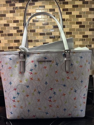 Michael Kors Jet Set Medium Carryall Airplane Print Tote Bag - WHITE  BRANDNEW 